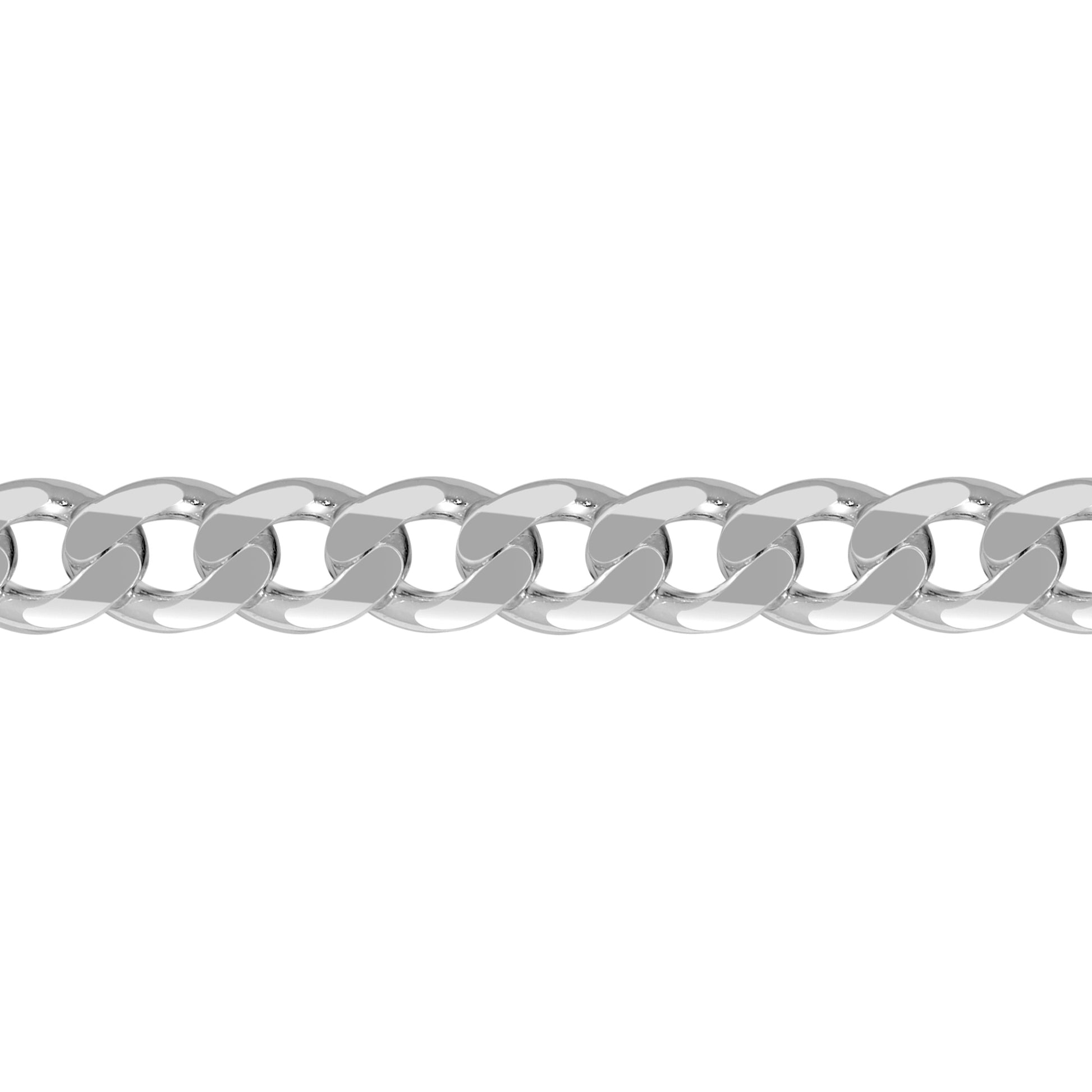 Mens Rhodium Silver  Diamond-cut Flat Curb 10.5mm Chain Necklace - ACN006K