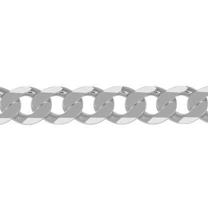Mens Rhodium Silver  Diamond-cut Flat Curb 13.5mm Chain Necklace - ACN006L