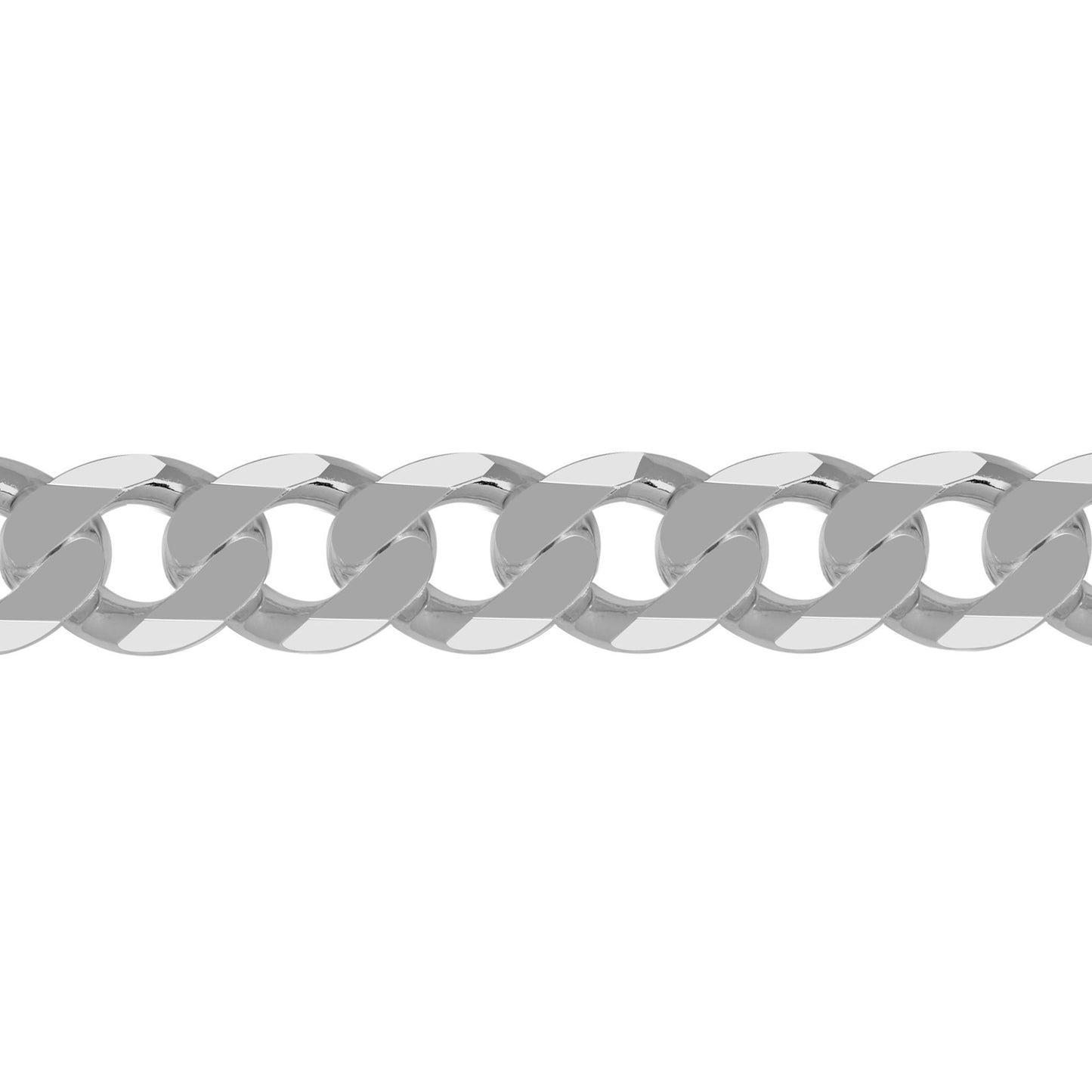 Silver  Diamond-cut Flat Curb 13.5mm Chain Bracelet 9 inch 23cm - ACN006L