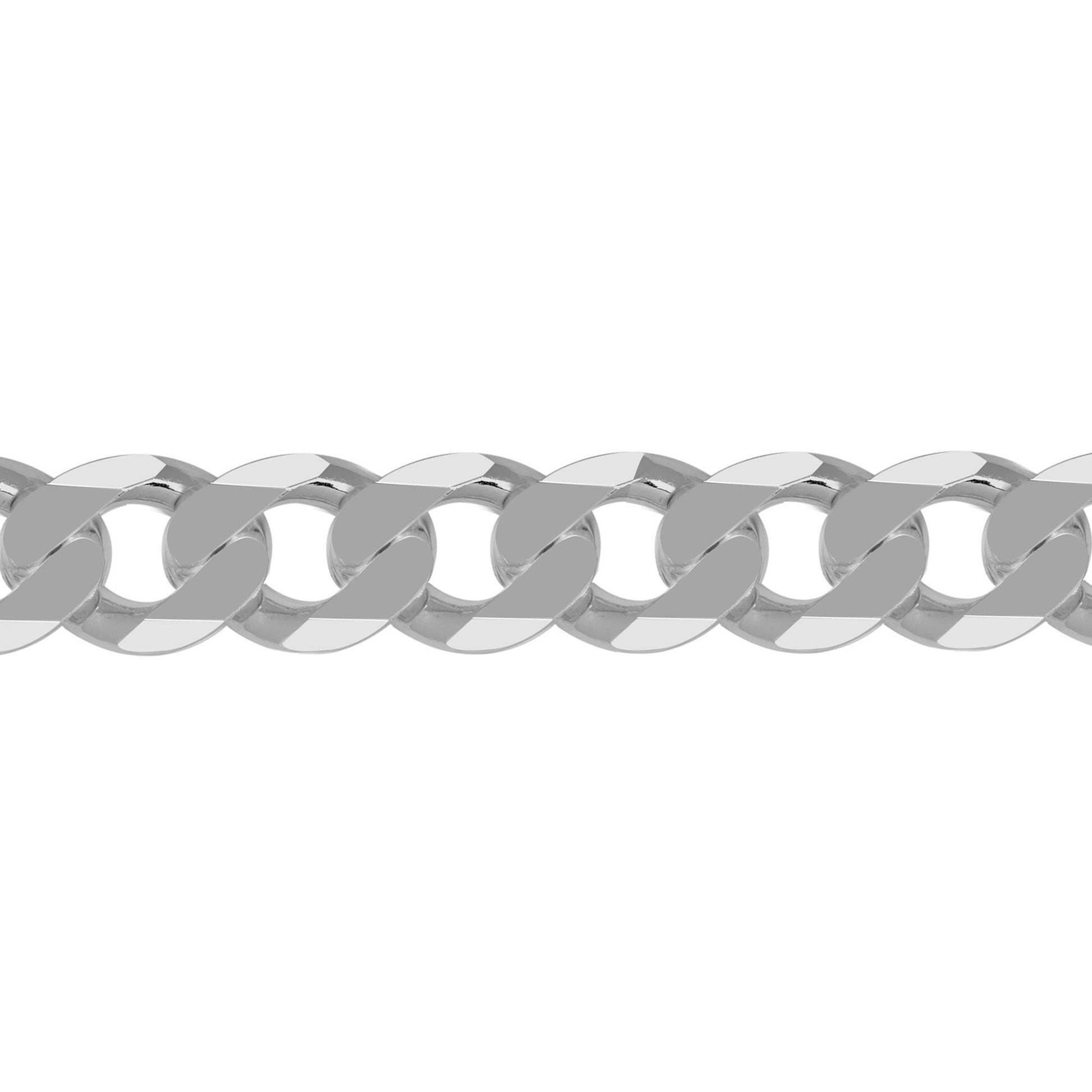 Silver  Diamond-cut Flat Curb 13.5mm Chain Bracelet 9 inch 23cm - ACN006L