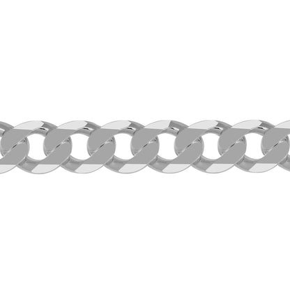 Silver  Diamond-cut Flat Curb 13.5mm Chain Bracelet 9 inch 23cm - ACN006L