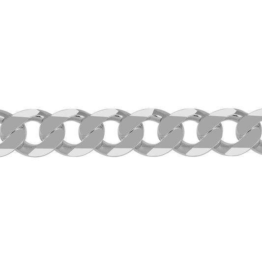 Silver  Diamond-cut Flat Curb 13.5mm Chain Bracelet 9 inch 23cm - ACN006L