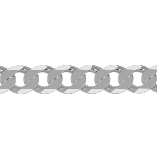 Silver  Diamond-cut Flat Curb 13.5mm Chain Bracelet 9 inch 23cm - ACN006L