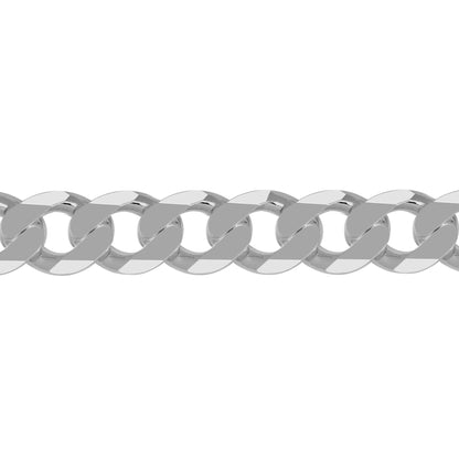 Mens Rhodium Silver  Diamond-cut Flat Curb 13.5mm Chain Necklace - ACN006L