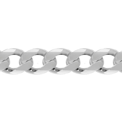 Mens Rhodium Silver  Diamond-cut Flat Curb 15.5mm Chain Necklace - ACN006M