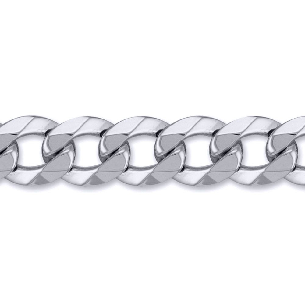 Mens Solid Silver  Heavy Weight Curb Link 17mm Chain Necklace - ACN006Q