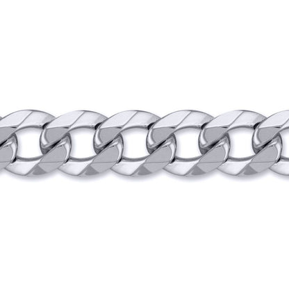 Mens Solid Silver  Heavy Weight Curb Link 17mm Chain Necklace - ACN006Q