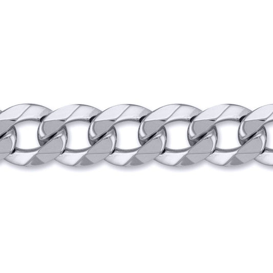 Mens Solid Silver  Heavy Weight Curb Link 17mm Chain Necklace - ACN006Q