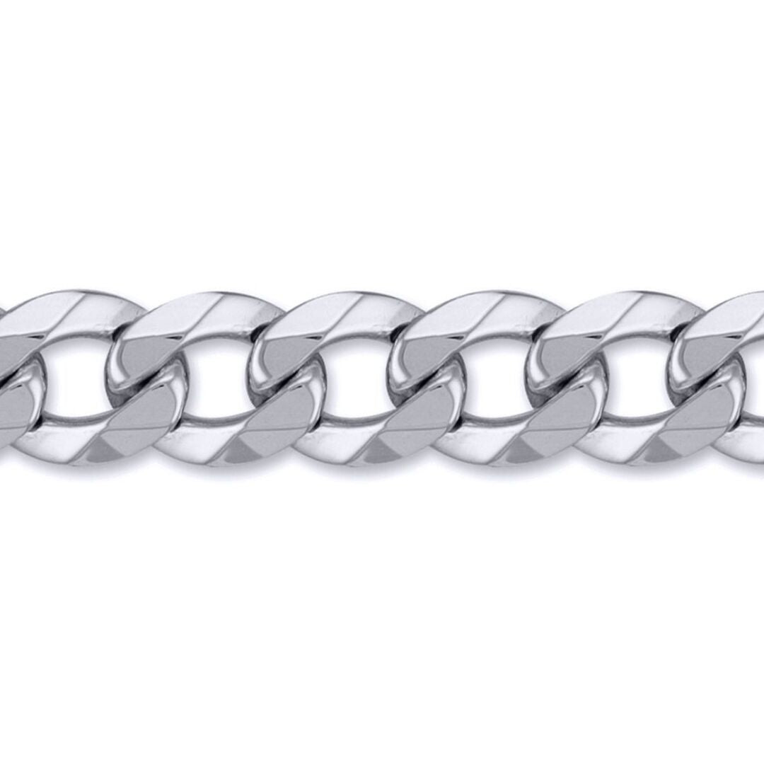 Mens Solid Silver  Heavy Weight Curb Link 17mm Chain Necklace - ACN006Q