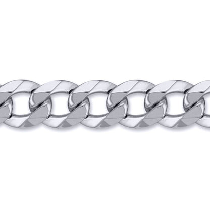 Mens Solid Silver  Heavy Weight Curb Link 17mm Chain Necklace - ACN006Q