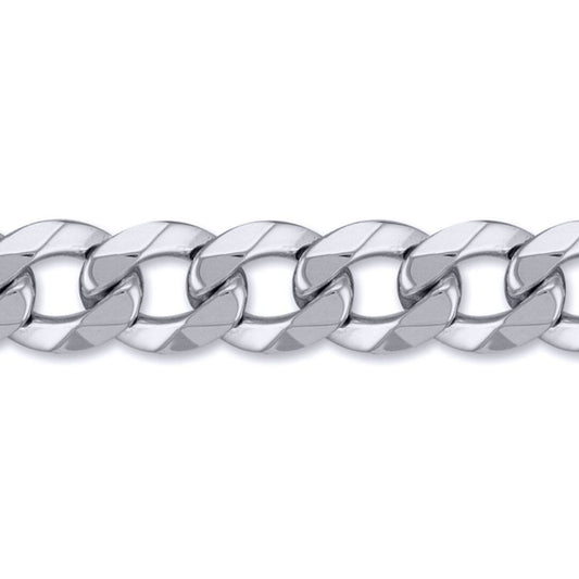 Mens Solid Silver  Heavy Weight Curb Link 17mm Chain Necklace - ACN006Q