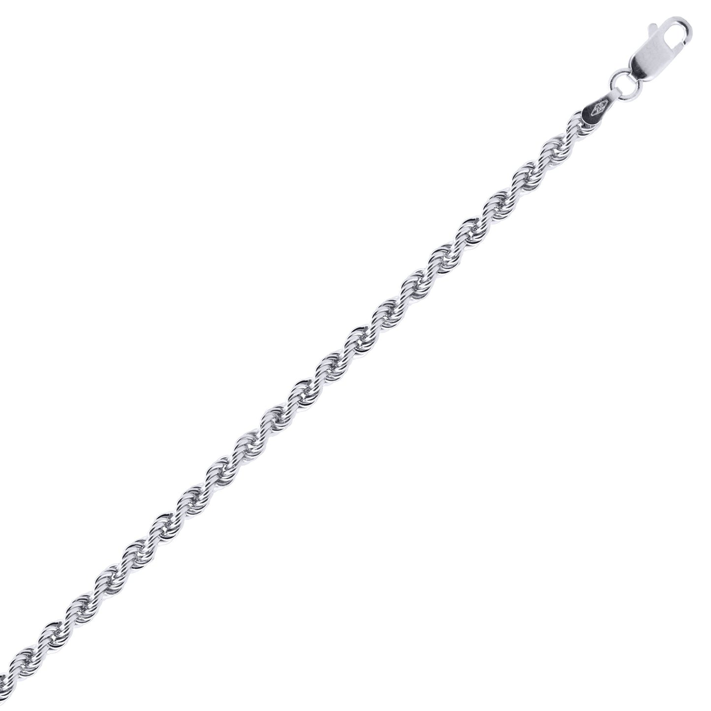 Sterling Silver  1.5mm Gauge solid Rope Chain Bracelet 7.5" - ACN010