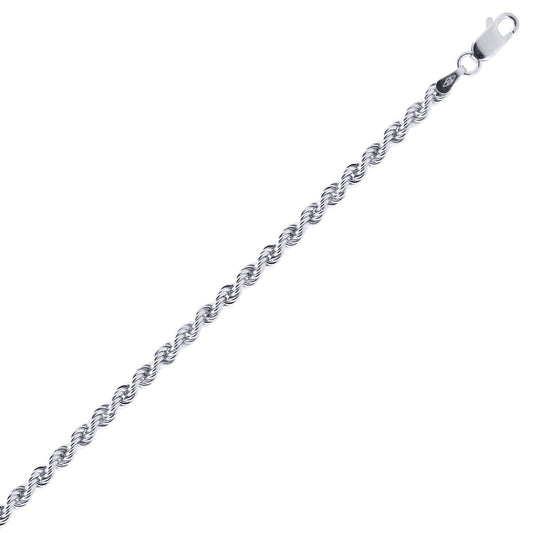 Sterling Silver  2.5mm Gauge solid Rope Chain Necklace - ACN010