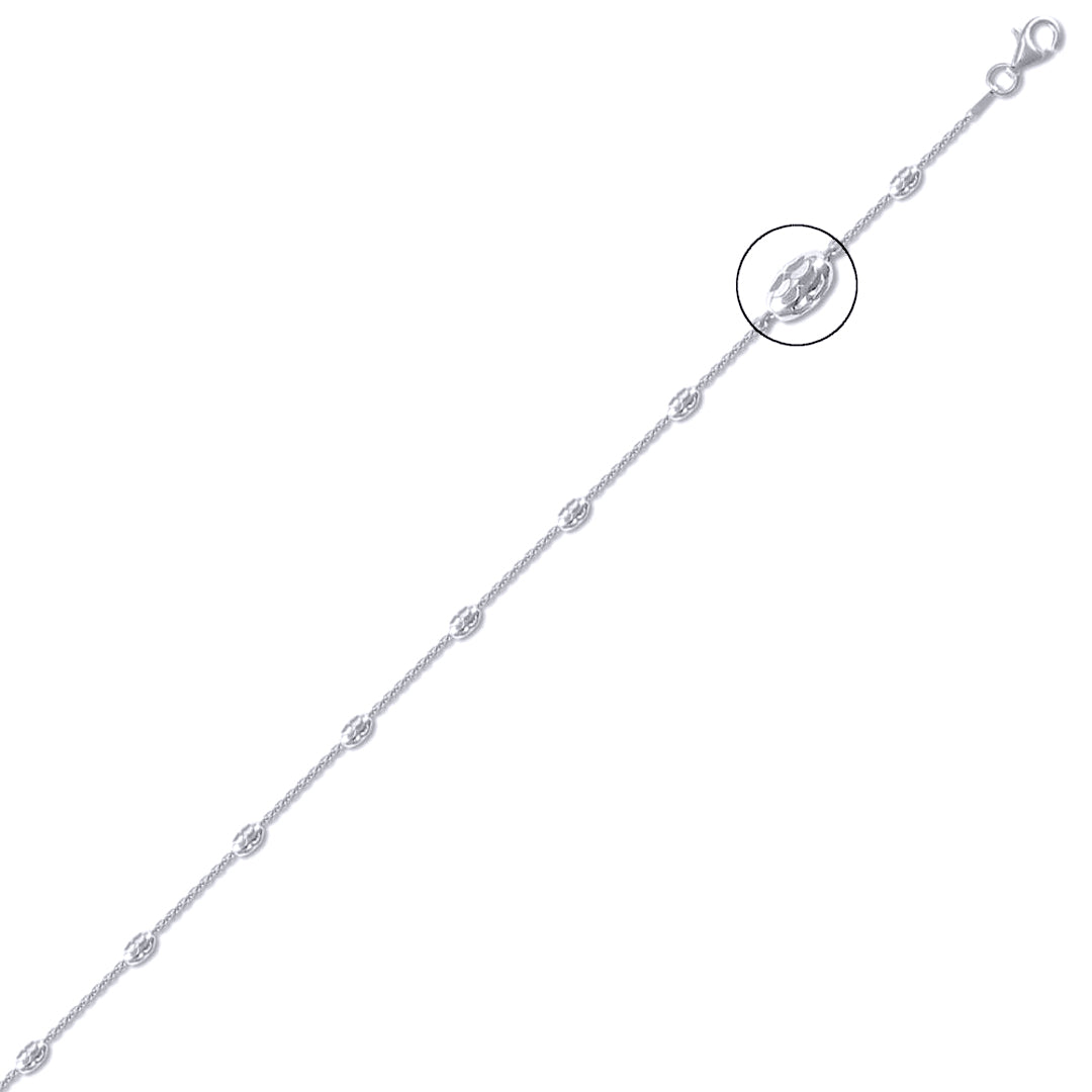 Sterling Silver  Raindrop Beads & Belcher Links Necklace - ACN011A