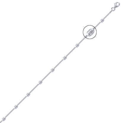 Sterling Silver  Raindrop Beads & Belcher Links Necklace - ACN011A