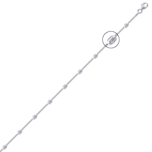 Sterling Silver  Raindrop Beads & Belcher Links Necklace - ACN011A