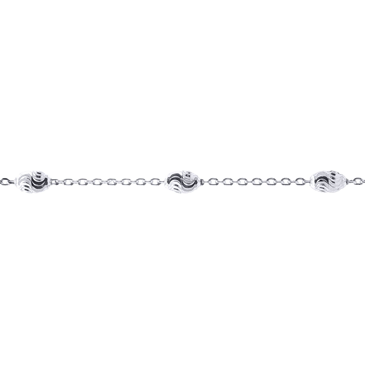 Sterling Silver  Raindrop Beads & Belcher Links Necklace - ACN011A