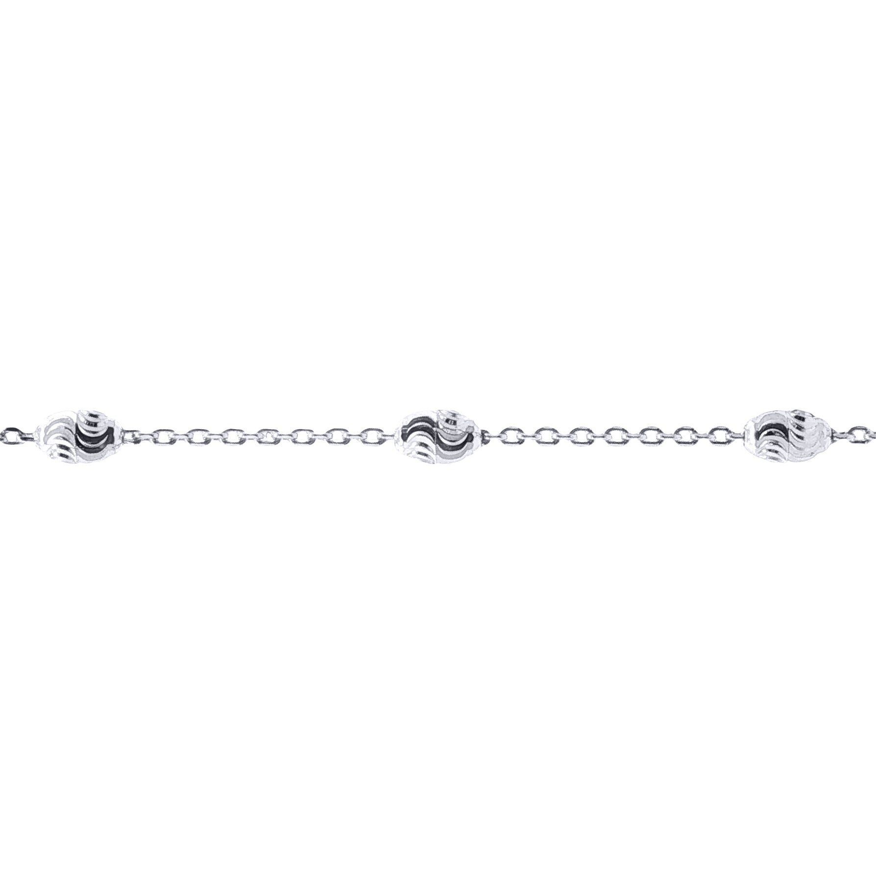 Sterling Silver  Raindrop Beads & Belcher Links Necklace - ACN011A