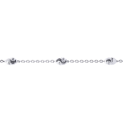Sterling Silver  Raindrop Beads & Belcher Links Necklace - ACN011A