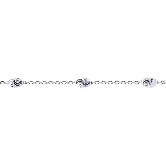 Sterling Silver  Raindrop Beads & Belcher Links Necklace - ACN011A