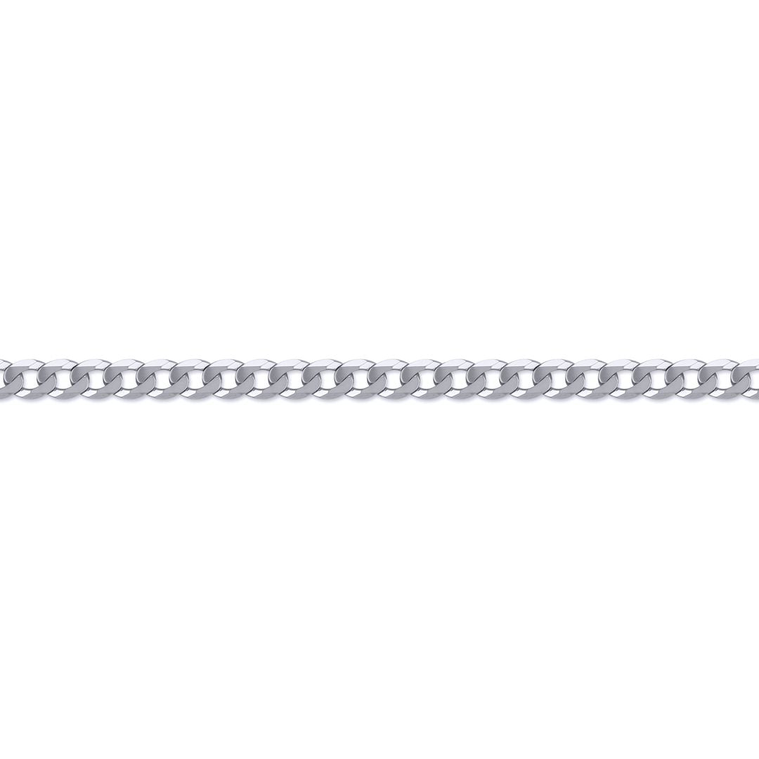 Rhodium-plated Sterling Silver  Curb Pendant Chain Necklace 1.6mm - ACN016A