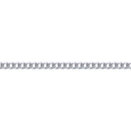 Rhodium-plated Sterling Silver  Curb Pendant Chain Necklace 1.6mm - ACN016A
