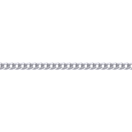 Rhodium-plated Sterling Silver  Curb Pendant Chain Necklace 1.6mm - ACN016A