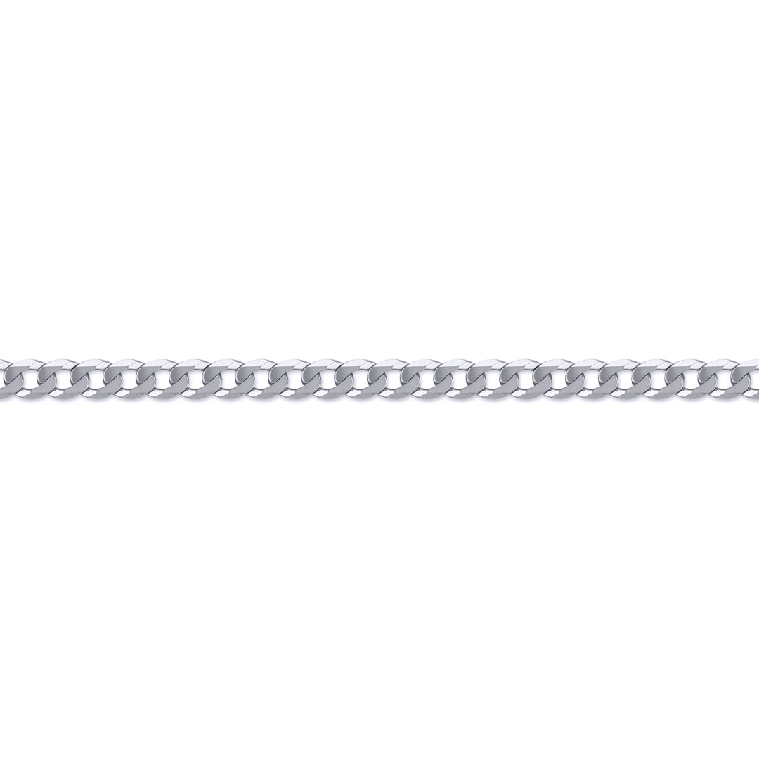 Rhodium-plated Sterling Silver  Curb Pendant Chain Necklace 1.6mm - ACN016A