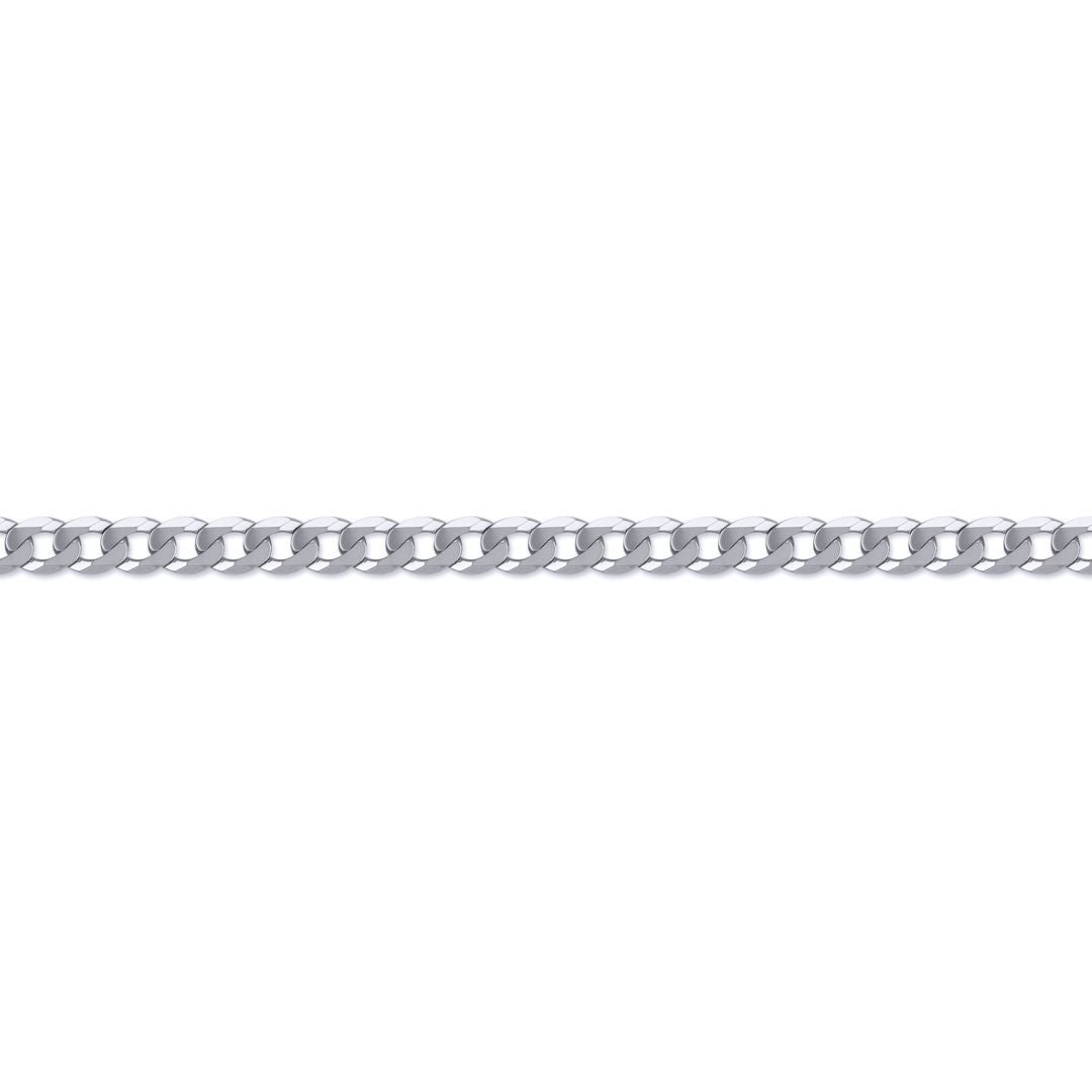 Rhodium-plated Sterling Silver  Curb Pendant Chain Necklace 1.6mm - ACN016A