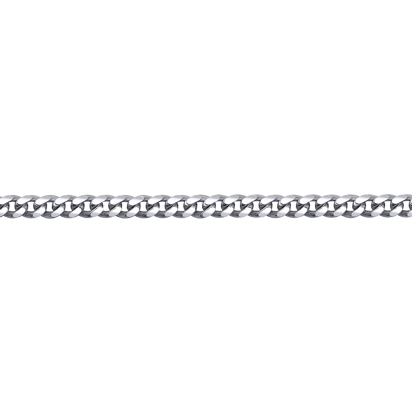 Mens Rhodium Plated Silver  Domed Curb Cuban 3.3mm Chain Necklace - ACN021A