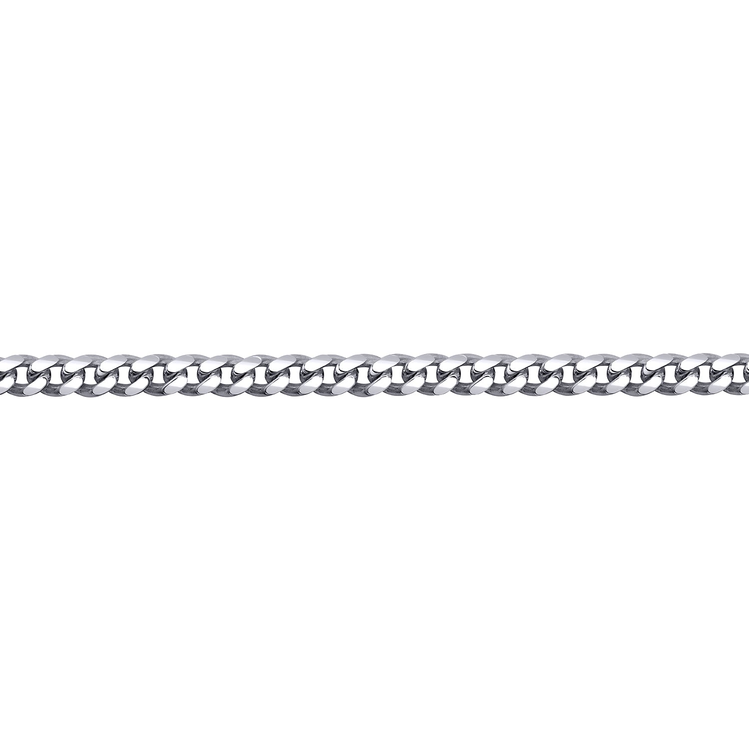 Mens Rhodium Plated Silver  Domed Curb Cuban 3.3mm Chain Necklace - ACN021A