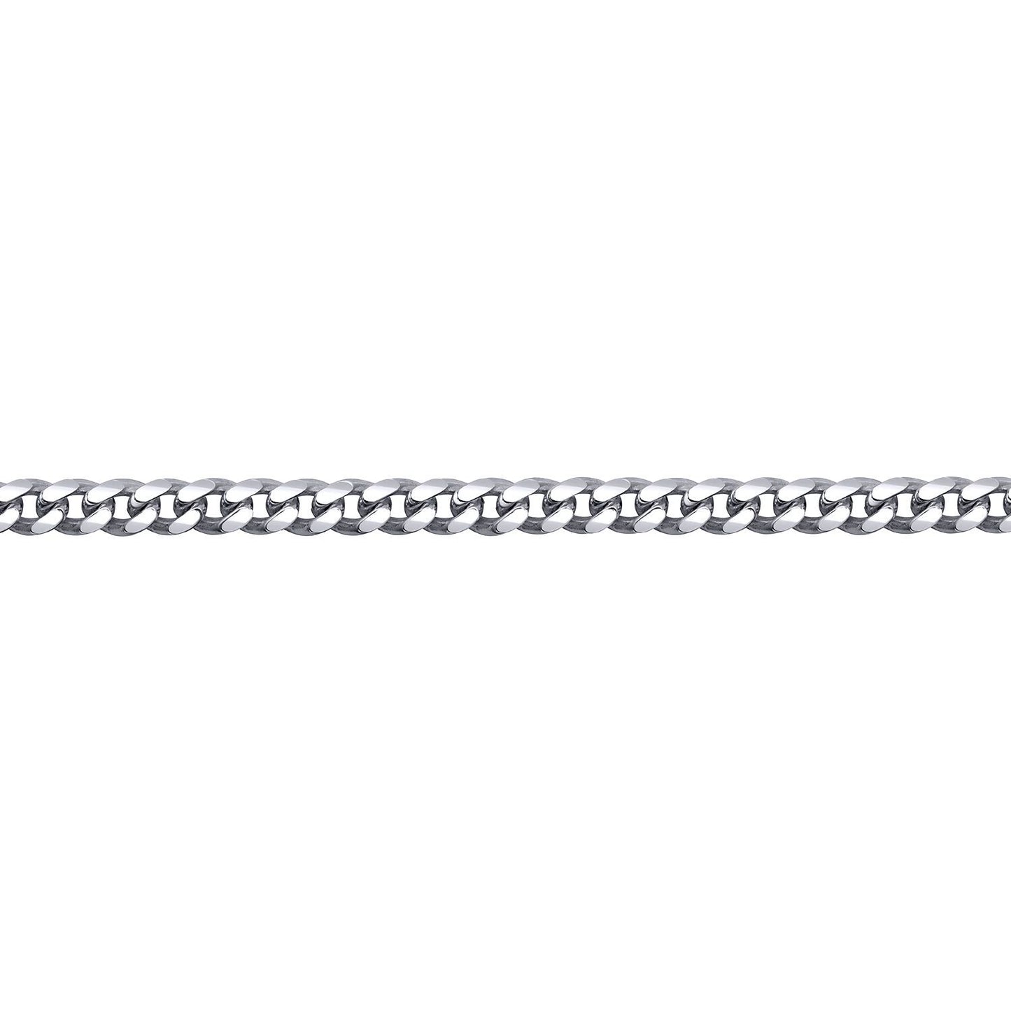 Mens Rhodium Plated Silver  Domed Curb Cuban 3.5mm Chain Necklace - ACN021A