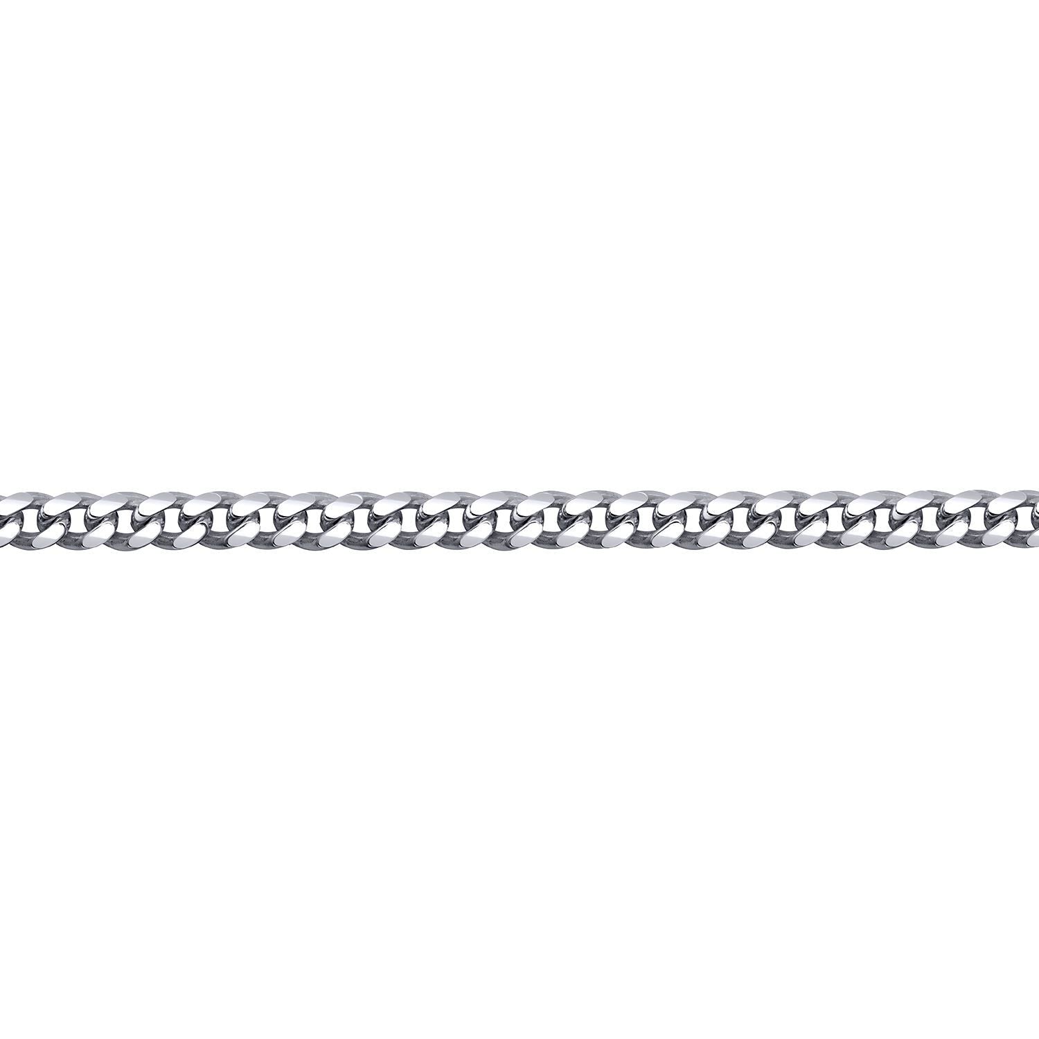 Mens Rhodium Plated Silver  Domed Curb Cuban 3.5mm Chain Necklace - ACN021A