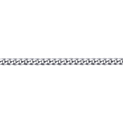Mens Rhodium Plated Silver  Domed Curb Cuban 3.5mm Chain Necklace - ACN021A