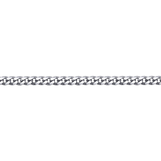 Mens Rhodium Plated Silver  Domed Curb Cuban 3.5mm Chain Necklace - ACN021A