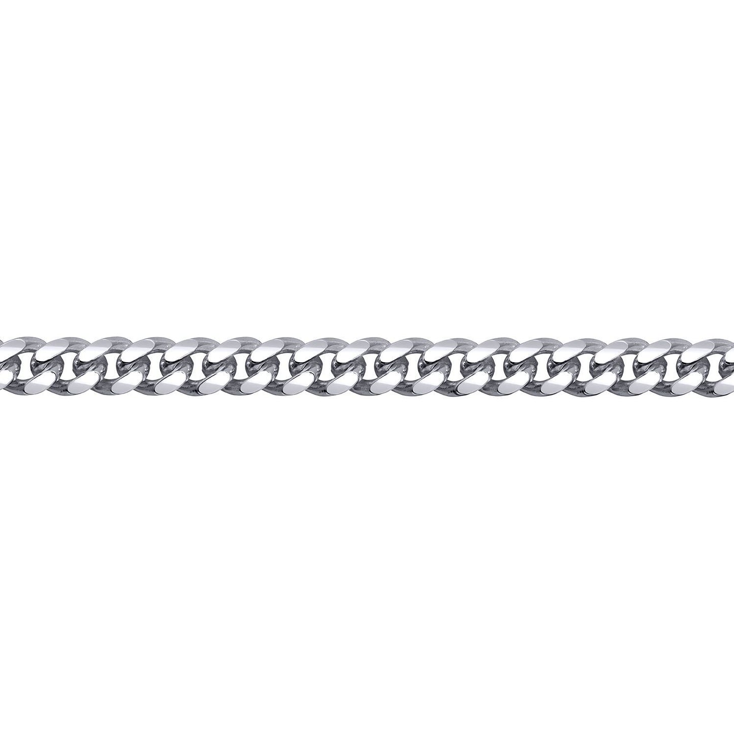 Mens Rhodium Plated Silver  Domed Curb Cuban 5mm Chain Necklace - ACN021B