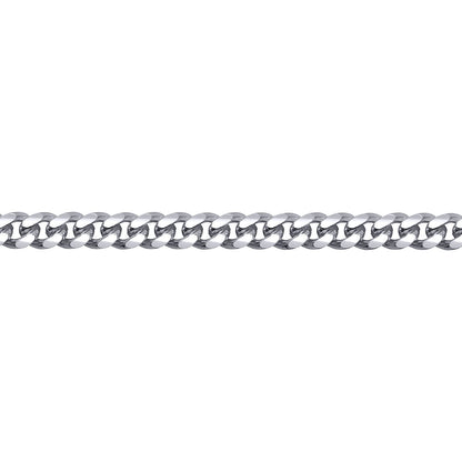 Mens Rhodium Plated Silver  Domed Curb Cuban 5mm Chain Necklace - ACN021B