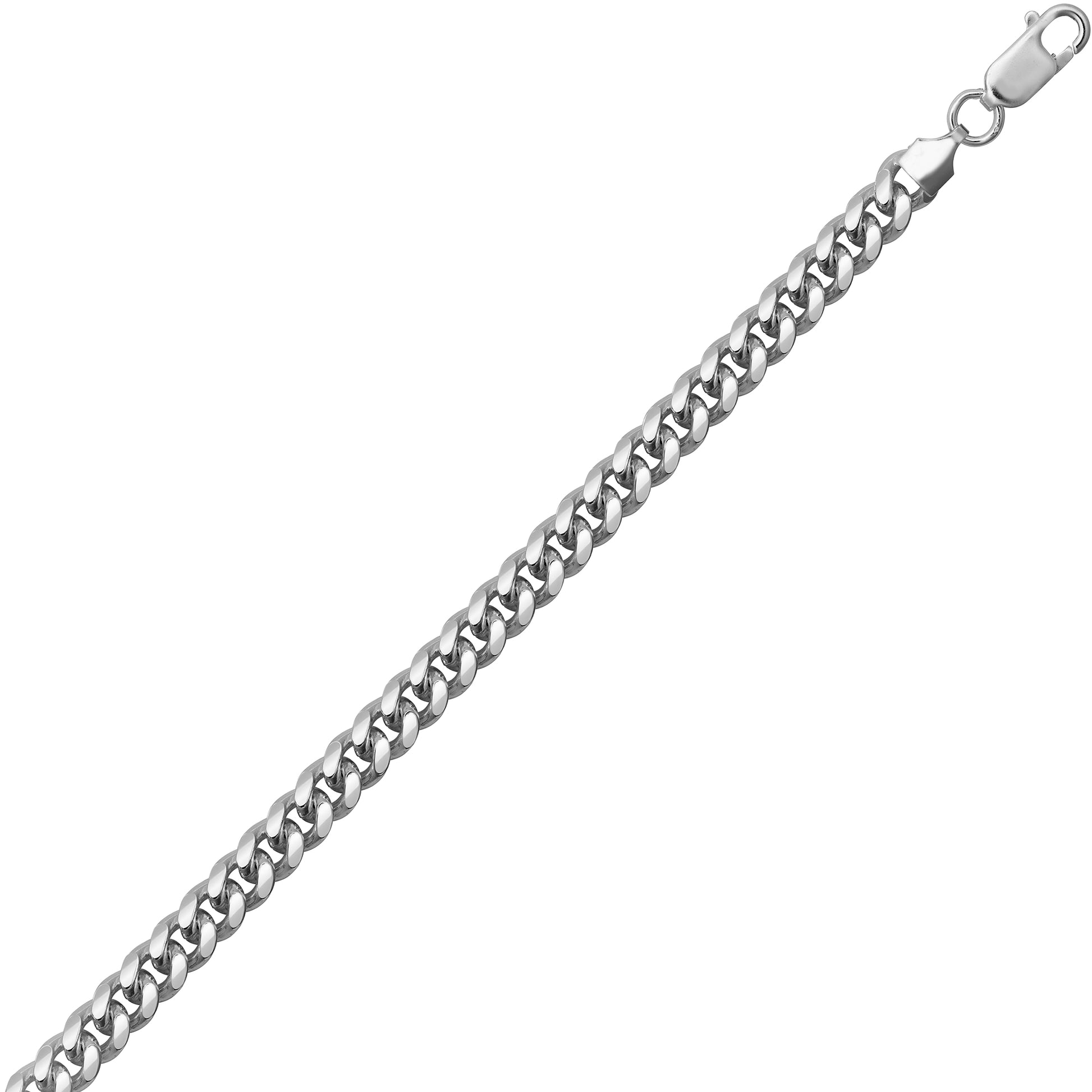 Mens Rhodium Plated Silver  Domed Curb Cuban 6mm Chain Necklace - ACN021C