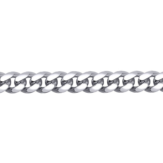 Mens Silver  Domed Curb Cuban 7.5mm Chain Bracelet 9 inch 23cm - ACN021D