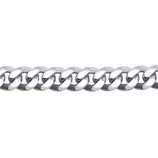 Mens Silver  Domed Curb Cuban 9mm Chain Bracelet 9 inch 23cm - ACN021E