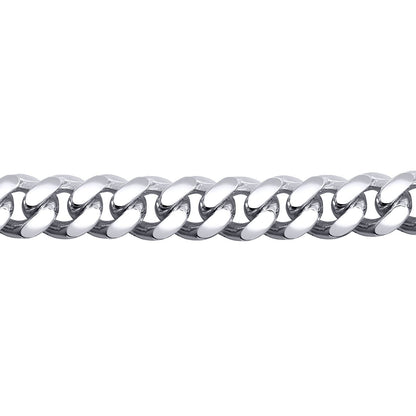 Mens Silver  Domed Curb Cuban 9mm Chain Bracelet 9 inch 23cm - ACN021E