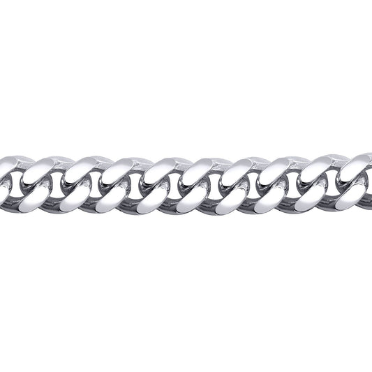 Mens Silver  Domed Curb Cuban 9mm Chain Bracelet 9 inch 23cm - ACN021E