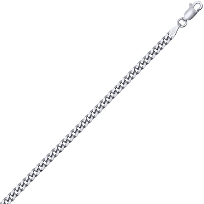 Mens Rhodium Plated Silver  Domed Curb Cuban 3mm Chain Necklace - ACN021F