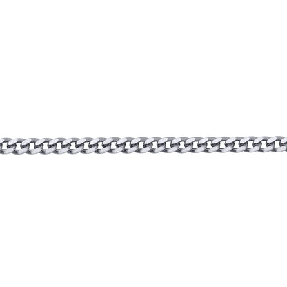 Mens Rhodium Plated Silver  Domed Curb Cuban 3mm Chain Necklace - ACN021F