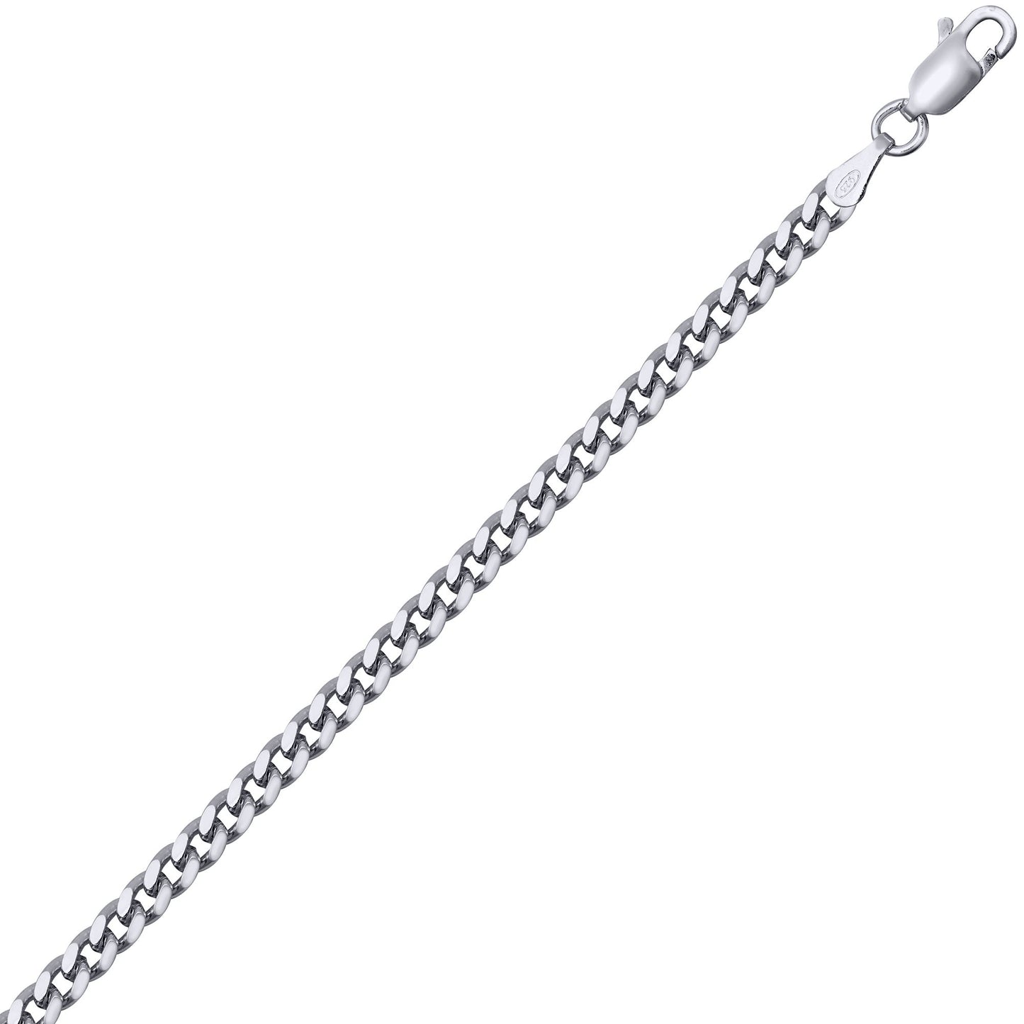 Mens Rhodium Plated Silver  Domed Curb Cuban 3.5mm Chain Necklace - ACN021G