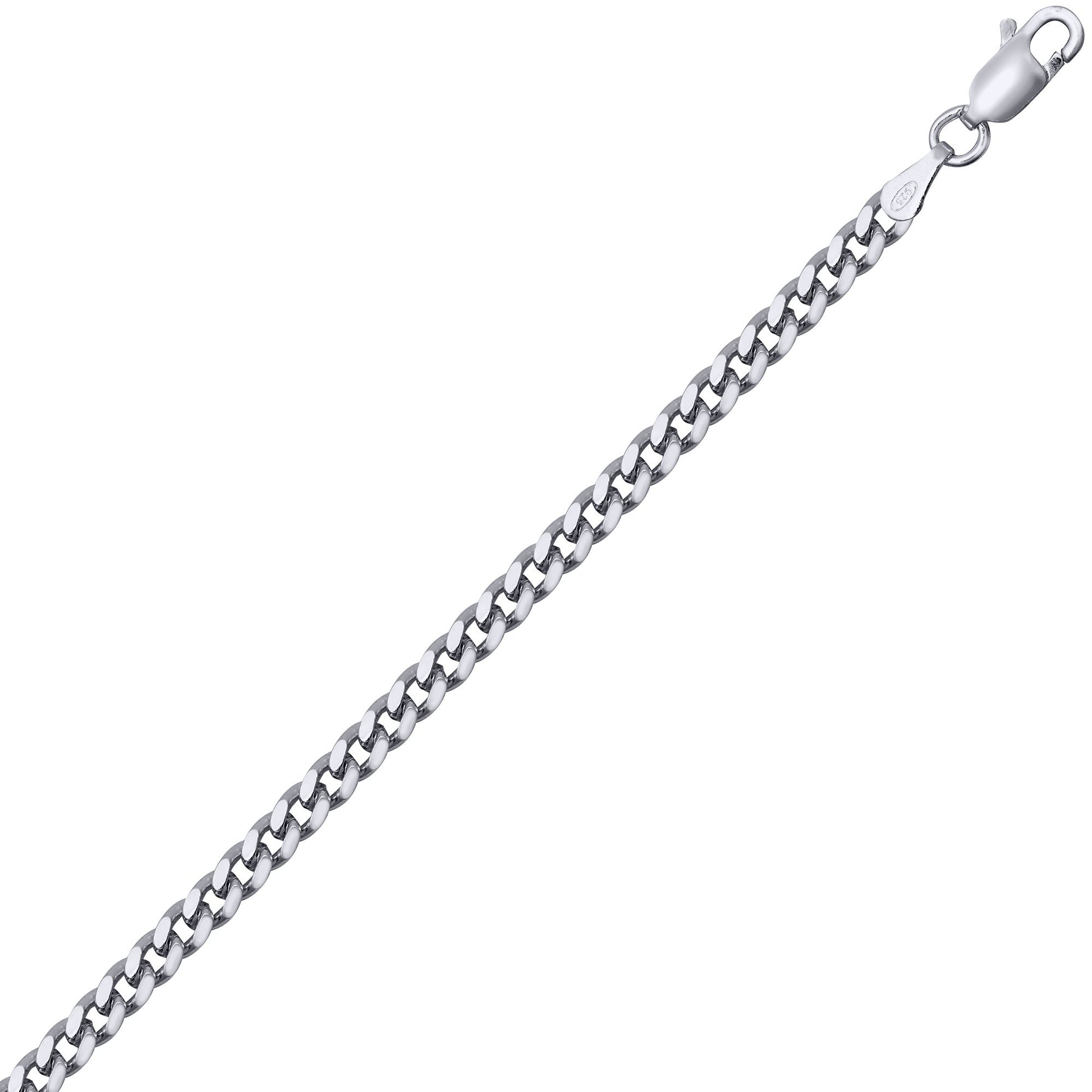 Mens Rhodium Plated Silver  Domed Curb Cuban 3.5mm Chain Necklace - ACN021G