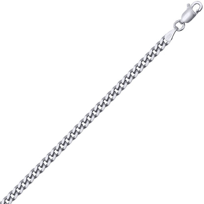 Mens Rhodium Plated Silver  Domed Curb Cuban 3.5mm Chain Necklace - ACN021G