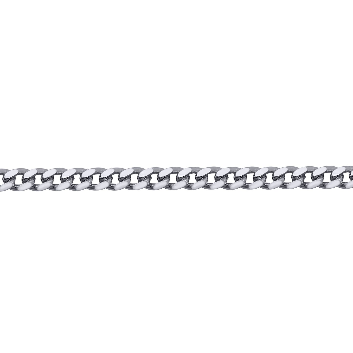 Mens Rhodium Plated Silver  Domed Curb Cuban 3.5mm Chain Necklace - ACN021G