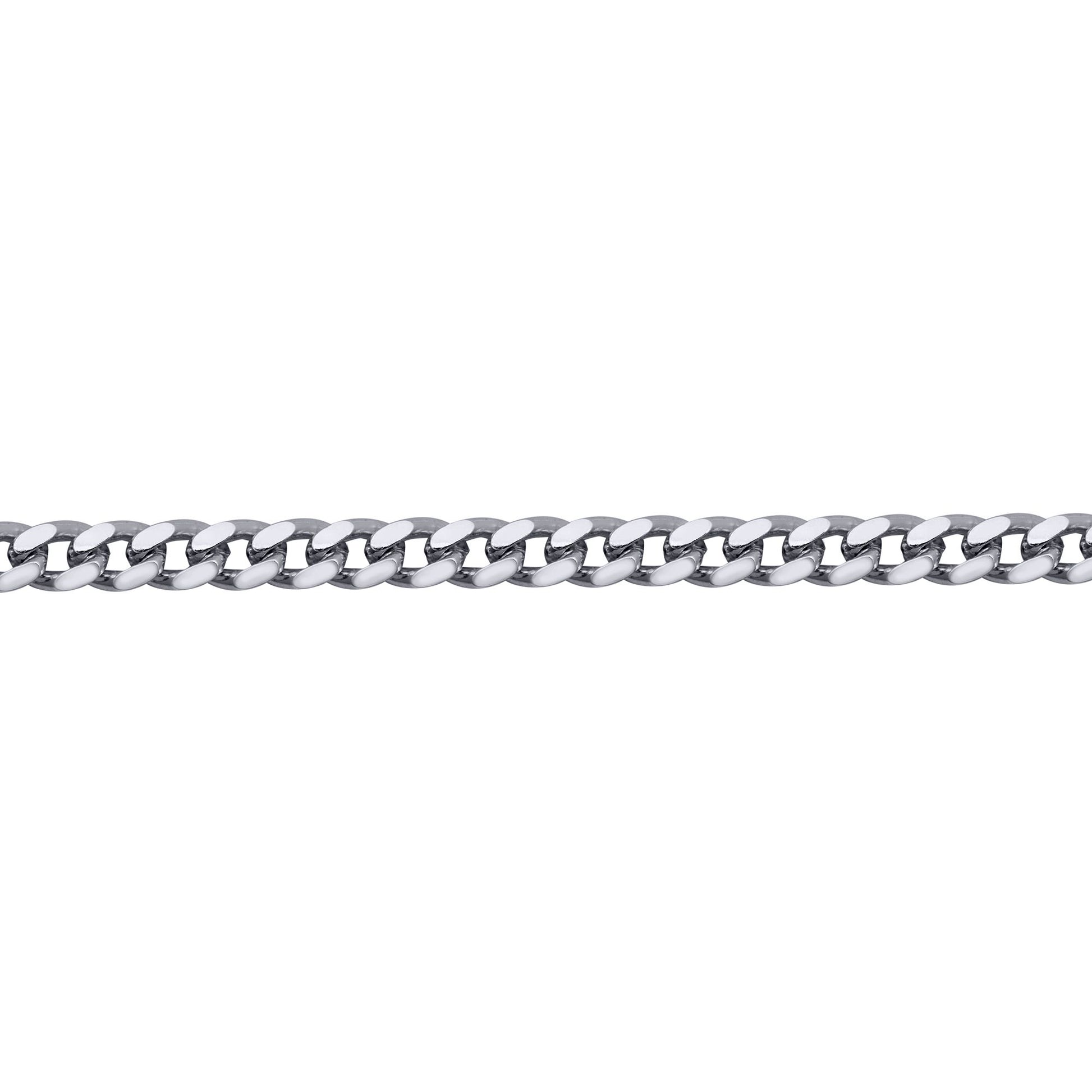 Mens Rhodium Plated Silver  Domed Curb Cuban 3.5mm Chain Necklace - ACN021G