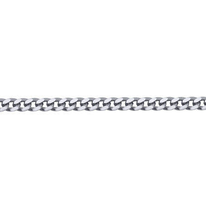 Mens Rhodium Plated Silver  Domed Curb Cuban 3.5mm Chain Necklace - ACN021G